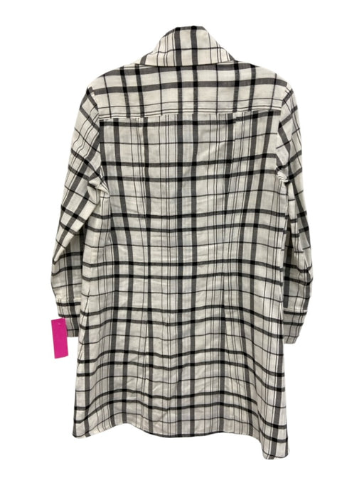 Alice + Olivia Size Medium Black & White Linen Long Sleeve Plaid Collar Dress Black & White / Medium