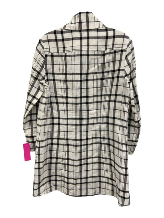 Alice + Olivia Size Medium Black & White Linen Long Sleeve Plaid Collar Dress Black & White / Medium