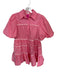 Aureum Size S Pink & White Cotton Puff Sleeves Button Up Collared Dress Pink & White / S