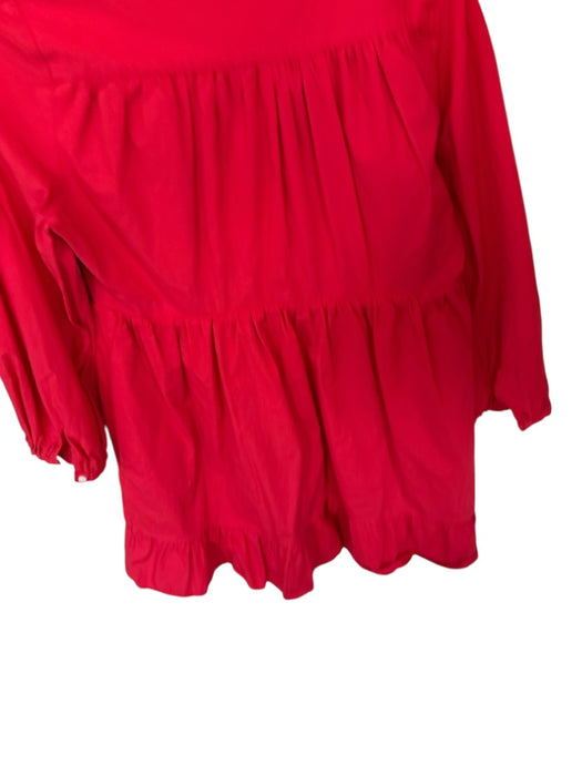Aureum Size M Red Cotton Blend Button Up Collar Long Sleeve Mini Dress Red / M