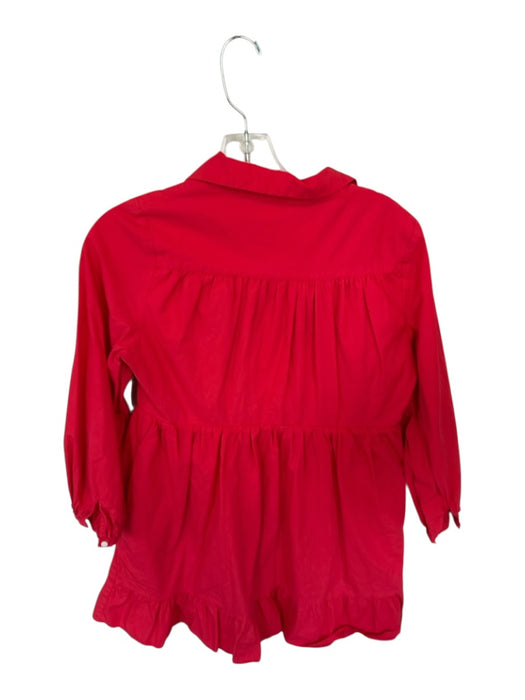 Aureum Size M Red Cotton Blend Button Up Collar Long Sleeve Mini Dress Red / M