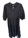 Karlie Size M Black Cotton Blend Quarter Button Puff Sleeve Midi Dress Black / M