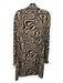 Ganni Size 40 Beige & Black Viscose Abstract Print Collared Button Up Dress Beige & Black / 40