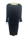 James Perse Size 3/L Black Cotton Blend V Neck Long Sleeve Ribbed Skirt Dress Black / 3/L