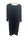 James Perse Size 3/L Black Cotton Blend V Neck Long Sleeve Ribbed Skirt Dress Black / 3/L