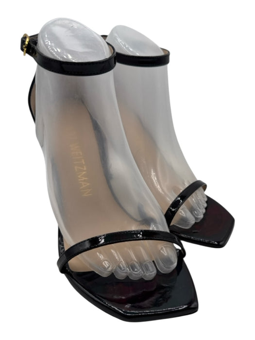 Stuart Weitzman Shoe Size 9 Black Patent Leather Toe Strap Ankle Strap Pumps Black / 9