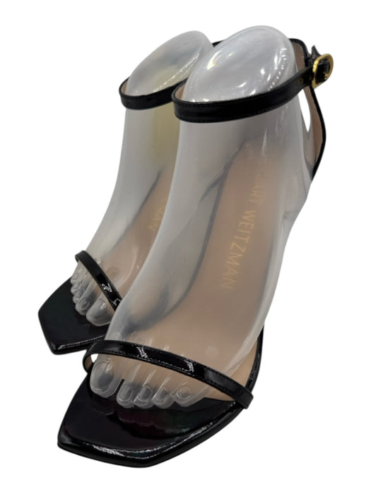 Stuart Weitzman Shoe Size 9 Black Patent Leather Toe Strap Ankle Strap Pumps Black / 9