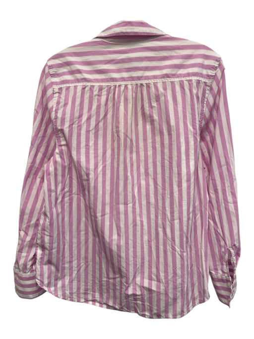 J.Crew Black Label Size M Pink & White Cotton Collar Button Down V Neck Top Pink & White / M