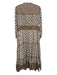 Veronica Beard Size 8 White, Brown, & Multi Cotton Ruffle Trim V Neck Dress White, Brown, & Multi / 8