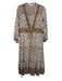 Veronica Beard Size 8 White, Brown, & Multi Cotton Ruffle Trim V Neck Dress White, Brown, & Multi / 8