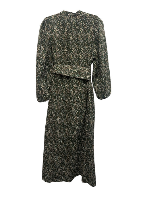 APOF Size L Green, White & Pink Print Cotton Mock Collar Floral design Dress Green, White & Pink Print / L