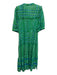 Lola Australia Size M Blue & Green Cotton Gathered Ruffle Neckline Dress Blue & Green / M