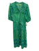 Lola Australia Size M Blue & Green Cotton Gathered Ruffle Neckline Dress Blue & Green / M