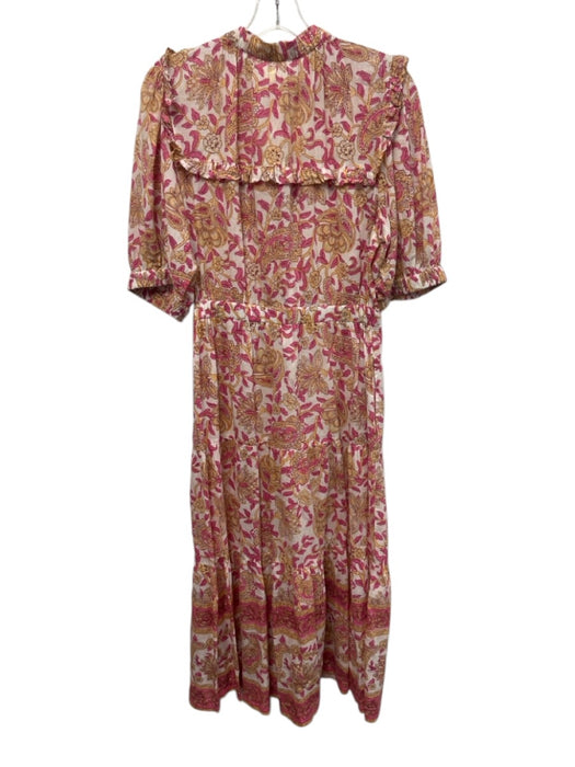 Lola Australia Size M White, Pink, & Orange Cotton Gathered Floral Print Dress White, Pink, & Orange / M