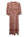 Lola Australia Size M White, Pink, & Orange Cotton Gathered Floral Print Dress White, Pink, & Orange / M