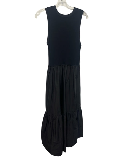 Tanya Taylor Size M Black Cotton Blend Crew Neck Sleeveless Elastic Top Dress Black / M