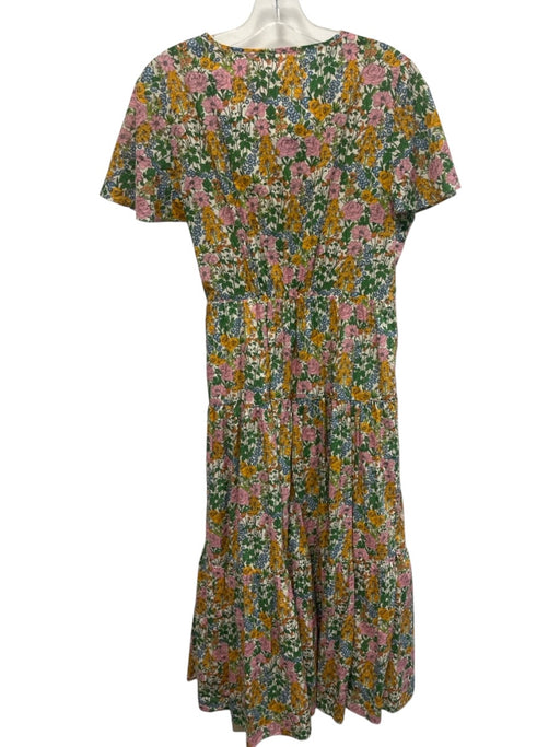 J.Crew w/ Liberty Fabrics Size 10 Yellow, Pink & Green Cotton V Neck Dress Yellow, Pink & Green / 10