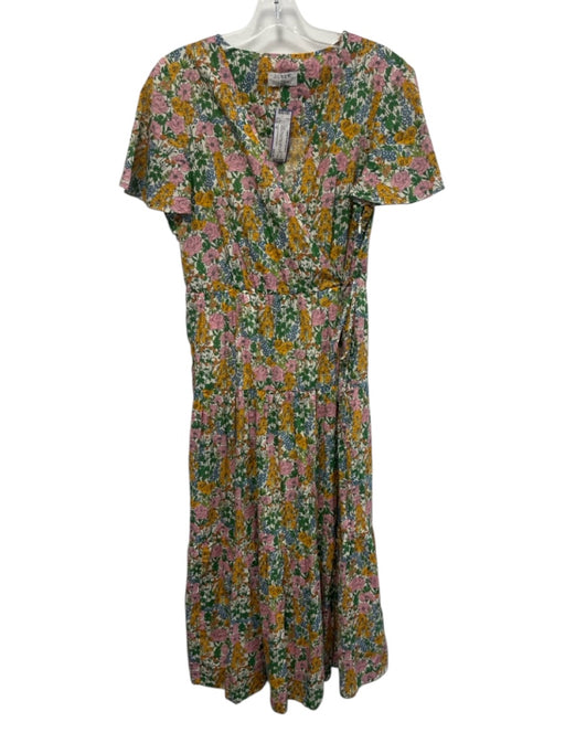 J.Crew w/ Liberty Fabrics Size 10 Yellow, Pink & Green Cotton V Neck Dress Yellow, Pink & Green / 10