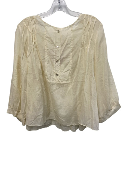 Max Studio Size S Cream White Cotton & Silk 3/4 Sleeve Half Button Top Cream White / S