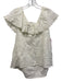 AYR Size M White Linen Ruffle Eyelet Lace Layered V Neck Top White / M