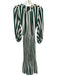 AYR Size S White & Green Polyester Blend Striped Long Puff Sleeve Dress White & Green / S