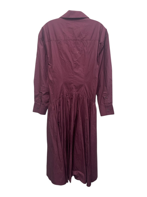 Anthropologie Size M Burgundy Cotton Blend Long Sleeve Button Up Maxi Dress Burgundy / M