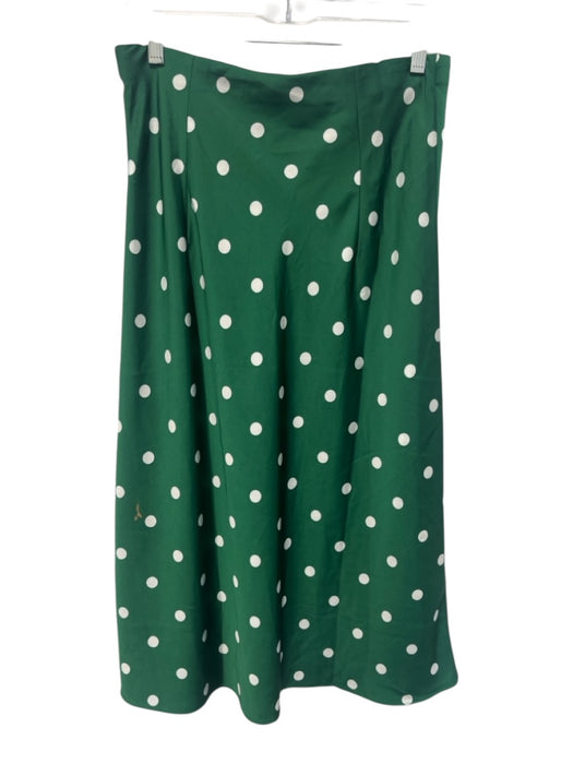 J. Crew Size S Green & White Polyester Elastic Waist Polka Dot A Line Skirt Green & White / S