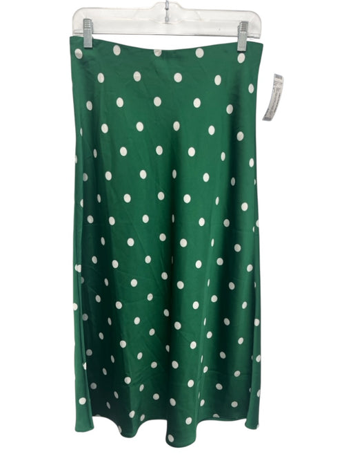 J. Crew Size S Green & White Polyester Elastic Waist Polka Dot A Line Skirt Green & White / S