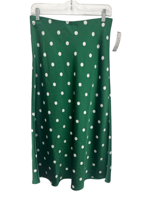 J. Crew Size S Green & White Polyester Elastic Waist Polka Dot A Line Skirt Green & White / S