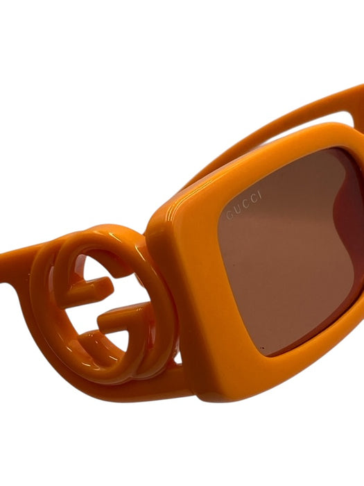 Gucci Orange Acetate Dark Tint Square frame Logo Sunglasses Orange