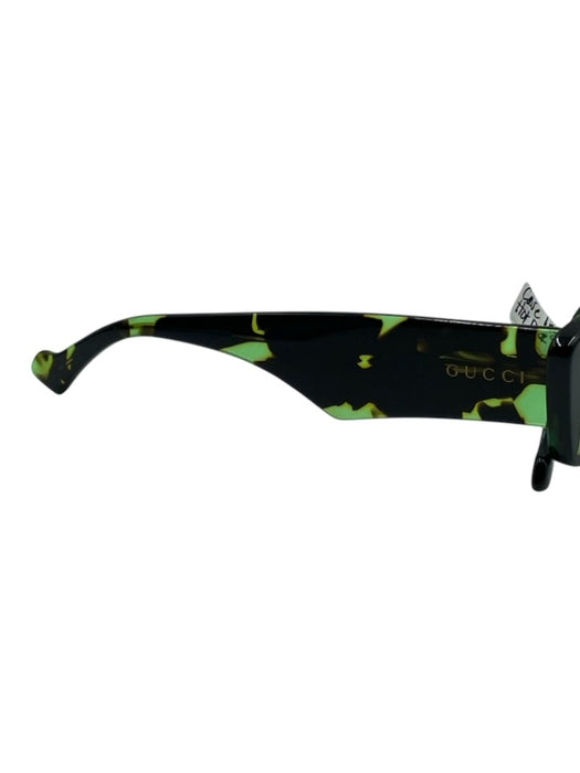 Gucci Green & Black Acetate Tortoise shell Mirrored Rectangle Sunglasses Green & Black