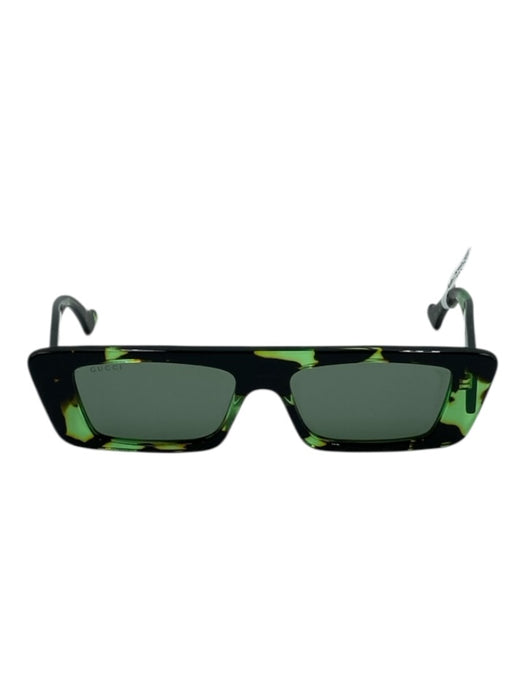 Gucci Green & Black Acetate Tortoise shell Mirrored Rectangle Sunglasses Green & Black