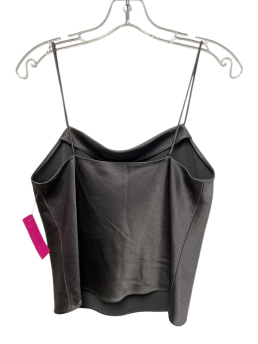 Alice + Olivia Size S Dark Gray Triacetate & Polyester Satin Feel Cowl neck Top Dark Gray / S