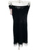 I.AM.GIA Size S Black Acrylic Crochet Knit Halter Tie Beaded Fringe Mini Dress Black / S