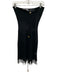 I.AM.GIA Size S Black Acrylic Crochet Knit Halter Tie Beaded Fringe Mini Dress Black / S