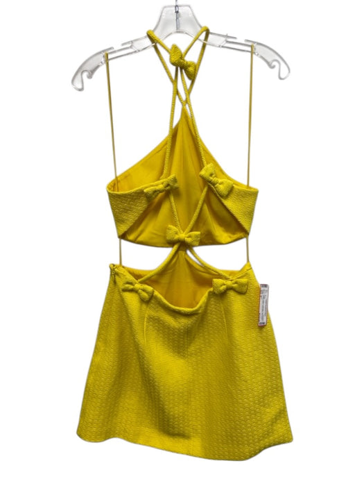 Alexis Size S Yellow Cotton & Polyester Textured Knit Cut Out Sides Dress Yellow / S