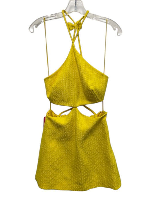 Alexis Size S Yellow Cotton & Polyester Textured Knit Cut Out Sides Dress Yellow / S
