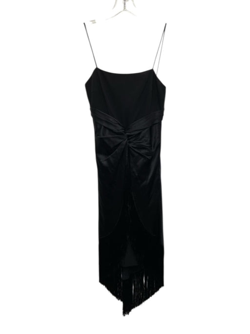 Cinq a Sept Size 0 Black Triacetate & Silk Spaghetti Strap Fringe Detail Dress Black / 0
