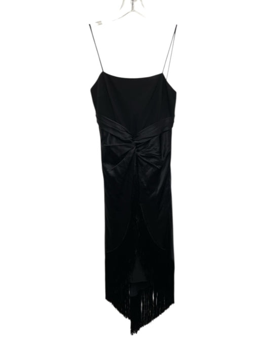 Cinq a Sept Size 0 Black Triacetate & Silk Spaghetti Strap Fringe Detail Dress Black / 0