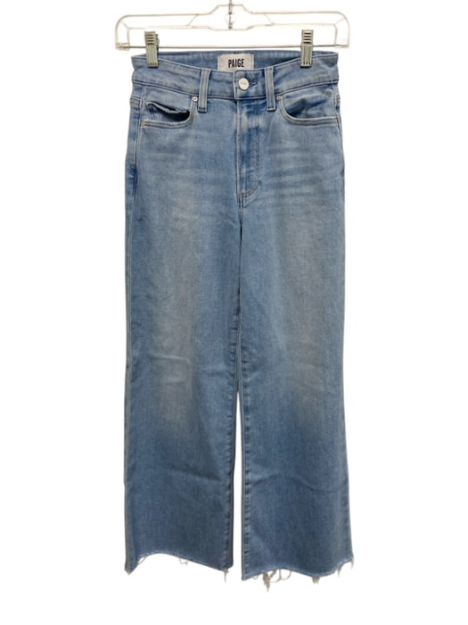 Paige Size 24 Light Wash Cotton Blend Denim High Rise Wide Leg Frayed Hem Jeans Light Wash / 24