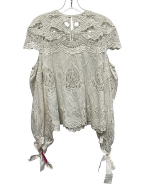 Jonathan Simkhai Size Est L White Cotton Long Sleeve Cut Out Crochet Lace Top White / Est L