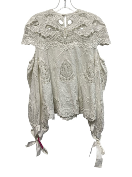 Jonathan Simkhai Size Est L White Cotton Long Sleeve Cut Out Crochet Lace Top White / Est L