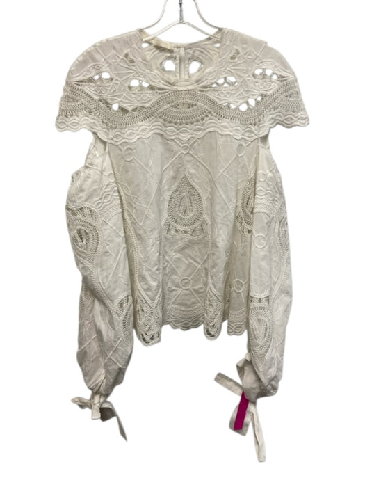 Jonathan Simkhai Size Est L White Cotton Long Sleeve Cut Out Crochet Lace Top White / Est L