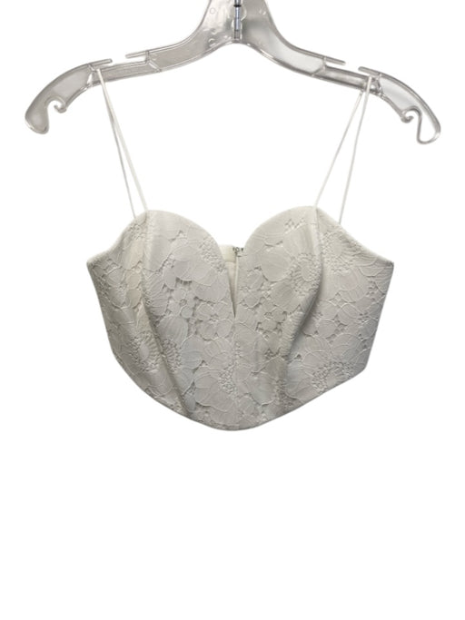 Amanda Uprichard Size S White Nylon & Polyester Lace Corset Back Zip Top White / S