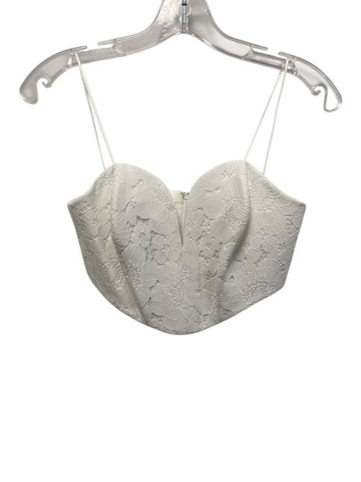 Amanda Uprichard Size S White Nylon & Polyester Lace Corset Back Zip Top White / S