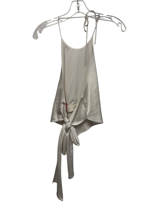 Alice + Olivia Size M White Triacetate & Polyester Satin Feel Halter Tie Top White / M
