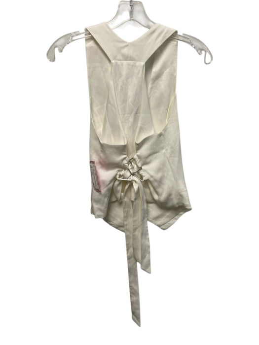 Karen Millen Size s / 4 White & Brown Viscose Blend Sleeveless Button Down Top White & Brown / s / 4
