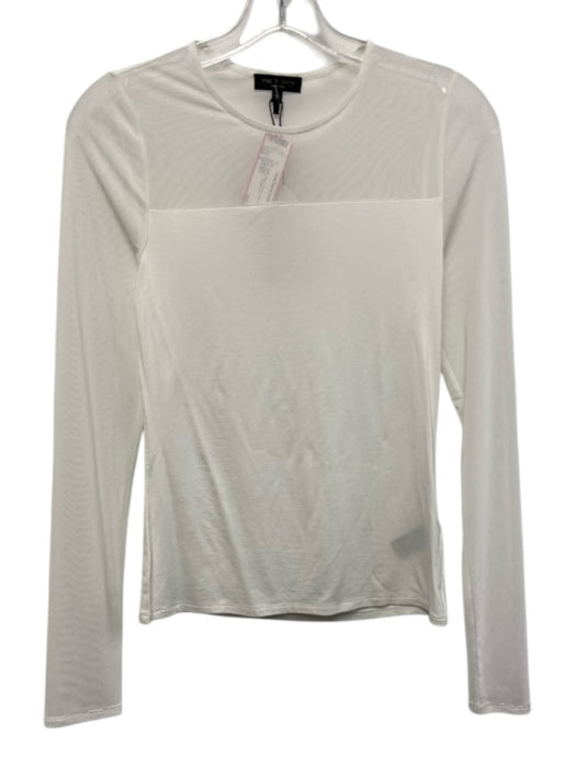 Rag & Bone Size S White Modal Blend Long Sleeve Mesh Stretch Top White / S