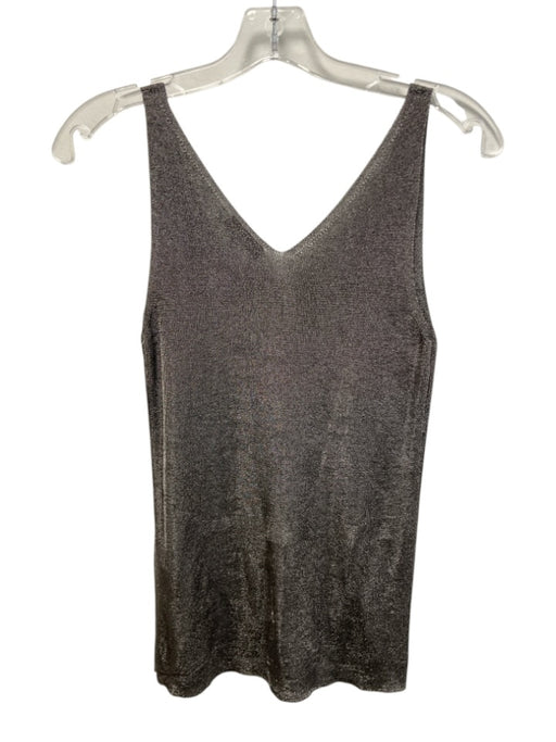 Reiss Size XS Gray & Silver Viscose Blend Metallic Sleeveless V Neck Top Gray & Silver / XS