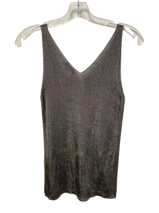 Reiss Size XS Gray & Silver Viscose Blend Metallic Sleeveless V Neck Top Gray & Silver / XS